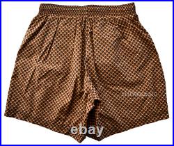 $470 ALEXANDER MCQUEEN Brown Black SKULL Pattern Men's SWIM Shorts Swimsuit M