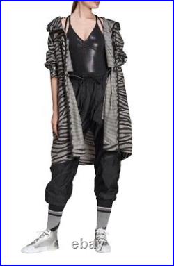 Adidas By Stella McCartney ANIMAL-STRIPES PARKA HOODED Jacket. Grey/Black/Silver