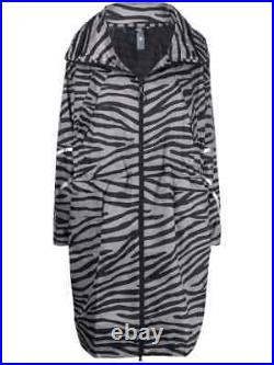 Adidas By Stella McCartney ANIMAL-STRIPES PARKA HOODED Jacket. Grey/Black/Silver