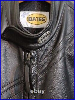 Bates Original Leather Motorcycle Jacket Black with Lining Womens See Measures