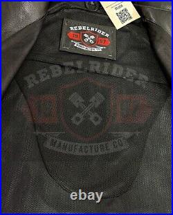 Black Leather Vest Men's Motorcycle Club Biker Vest Waistcoat With CCW Pockets