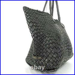 Falorni Mesh Tote Bag With Intrecciato Pouch Braided Leather Black Women'S