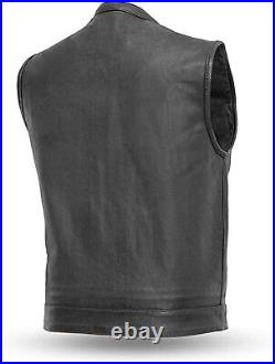 First Manufacturing Men's One Panel Motorcycle Naked Cowhide Leather Vest Fa52