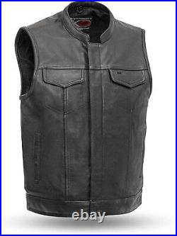First Manufacturing Men's One Panel Motorcycle Naked Cowhide Leather Vest Fa52