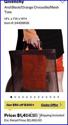 GIVENCHY Crocodile Mesh Shopping Bag Convertible Tote 2pc $2450 Purple/Black nwt