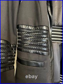 Guess Marciano Jacket Black Small Faux Leather Trim Mesh Open Front Gothic Moto