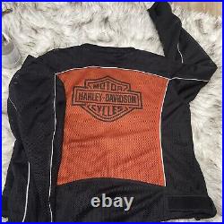 Harley Davidson Black & OrangeVented Mesh Riding Jacket Sz M motorcycle jacket