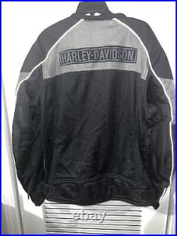 Harley Davidson Men Jacket L Black Mesh Toil Gray Armor Pockets Reflective Bar