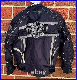 Harley Davidson Mens Jacket L Black Gray Armor Reflective