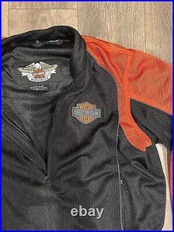 Harley Davidson Motorcycles Black And Orange Mesh Jacket Rn 103819 Size XL