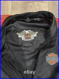 Harley Davidson Motorcycles Black And Orange Mesh Jacket Rn 103819 Size XL