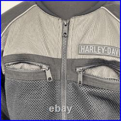 Harley Davidson Toil Collarless Mesh Jacket Black Grey Large