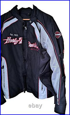 Harley Davidson Womens XL Black Switchback to Mesh Riding Jacket Armor 2007