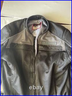Harley davidson mens jacket XXL black gray mesh reflective armor pockets