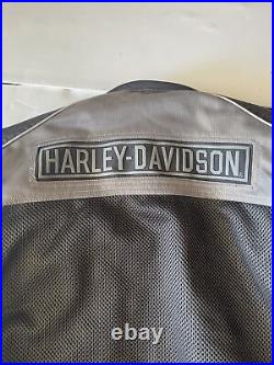 Harley davidson mens jacket XXL black gray mesh reflective armor pockets