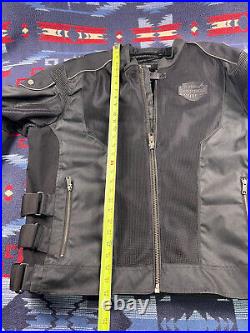 Harley davidson mens mesh SWAT jacket black reflective armor pockets Padded XXL