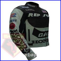 Honda Gas Repsol Black Motorcycle Cowhide Leather Armored Breathable Jacket