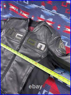 Icon mens leather jacket L black Accelerant perforated motorcycle liner biker S