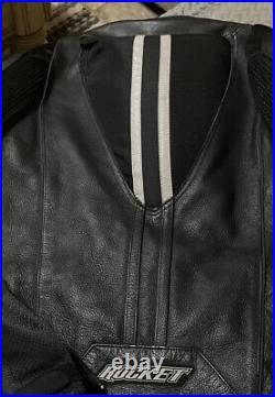 Joe Rocket SuperBike Men's BLK Leather/Mesh Motorcycle Riding Jacket Size 42 EUC