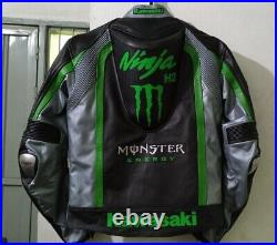 Kawasaki Ninja Jacket Racing Cowhide Leather Motorcycle Biker Jacket