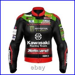 Kawasaki Ninja Motorcycle Motorbike Biker Racing Cowhide Leather Jacket