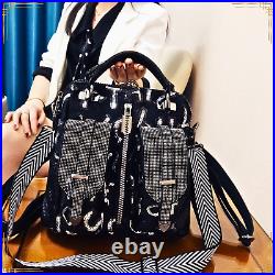 LUXURY BAG Women Shiny Mesh Cloth Rhinestone Pocket Paillette Crossbody Backpack