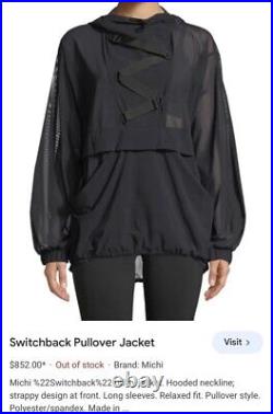 MICHI Switchback Pullover Jacket Black Sheer Mesh Long Sleeve Women's L