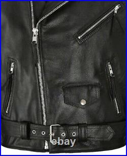 Men, s Biker Genuine Leather Brando Jacket With C. E Approved Level 2 Protectors