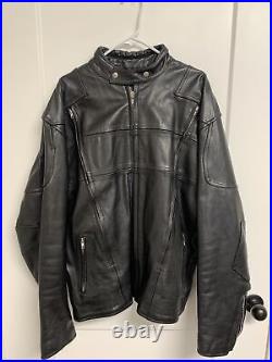 NICE! Vintage Motorcycle Jacket Mesh Lined XL/52 Vented Zip Pockets Snap Collar