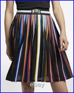 NIKE NikeLab Lab Black Rainbow Stripe Pleated Mesh Basketball Destroyer Skirt M