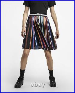NIKE NikeLab Lab Black Rainbow Stripe Pleated Mesh Basketball Destroyer Skirt M