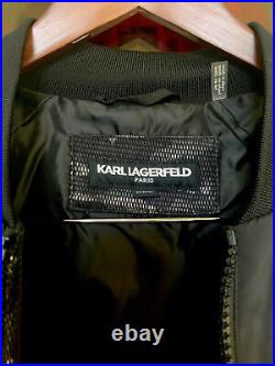 NWTMens Karl Lagerfeld Black Camouflage Bombers Jacket WithMesh Logo Orig. $399