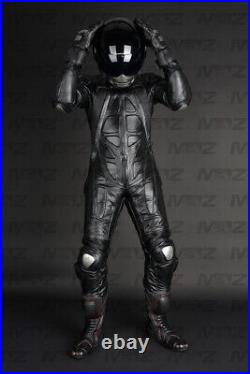 New Six Pack Gay Black Motorbike Motorcycle Racing Cowhide Leather Suit
