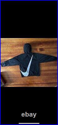 Nike NSW Swoosh Woven Logo Jacket Black Small Half Zip Mesh Taped Sleeves Pouch