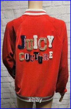 Nwt Juicy Couture Black Label L Red Mesh Track Bomber Pocket Graphic Jacket $198