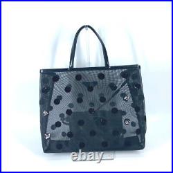 PRADA triangle logo mesh polka dot sequins Tote Bag with pouch Hand Bag