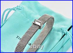 Rare Tiffany & Co Italy Stainless Steel Stretchable Mesh Charm Bracelet in Pouch