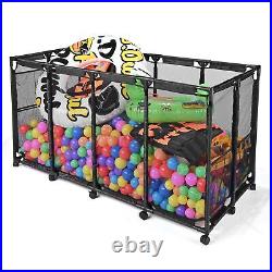 Rolling Pool Toy Storage Cart Mesh Bins with Side Pockets Swimming Pool Storage