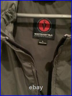 Scottevest Sev Jacket Men Large Black TEC Windbreaker Rain Coat Mesh Lined Logo
