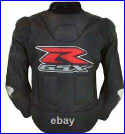 Suzuki GSXR Black Motorbike Motorcycle Leather Racing Jacket Biker Riding Jacket