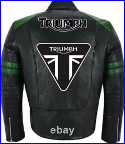 Triumph Best Moto Racing Leather Jacket Black Ce Approved For Men Armour Protect