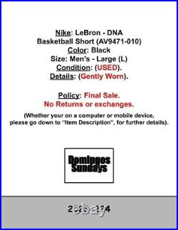 USED Nike LeBron DNA Basketball Short AV9471-010 Black Large L @Domingos. S NYC