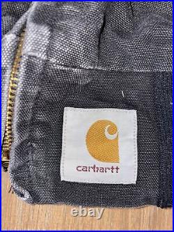Vintage Carhartt XL Black Aztec Canvas Thick Jacket Mesh Lined Full Zip JR0405