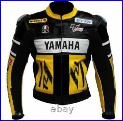 Yamaha R1 Black Motorbike Racing Armor Protected Leather Jacket CE Approved Men
