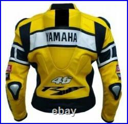 Yamaha R1 Black Motorbike Racing Armor Protected Leather Jacket CE Approved Men