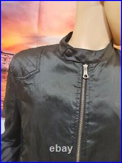 Zara man Contemporary Moto Zippered jacket US XL Black satin & mesh #R2