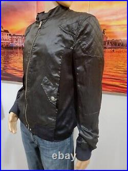 Zara man Contemporary Moto Zippered jacket US XL Black satin & mesh #R2